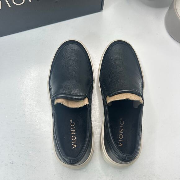 7 Vionic Kearny Platform Leather Slip-On Sneaker Loafer Black Women 5M preloved - Picture 5 of 10